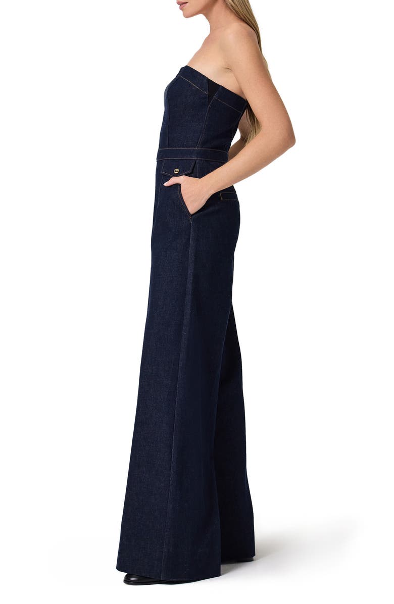 PAIGE Francesca Strapless Wide Leg Denim Jumpsuit, Alternate, color, Saville
