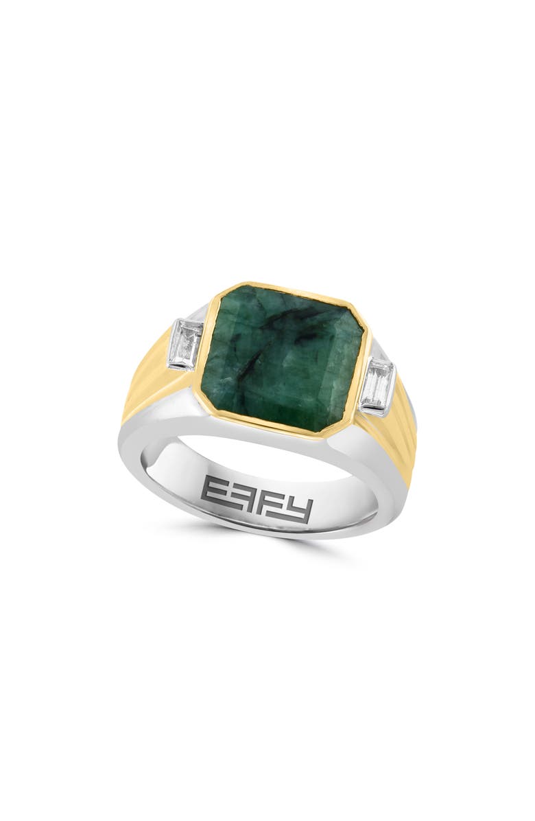 EFFY Sterling Silver Emerald & White Sapphire Ring, Main, color, 