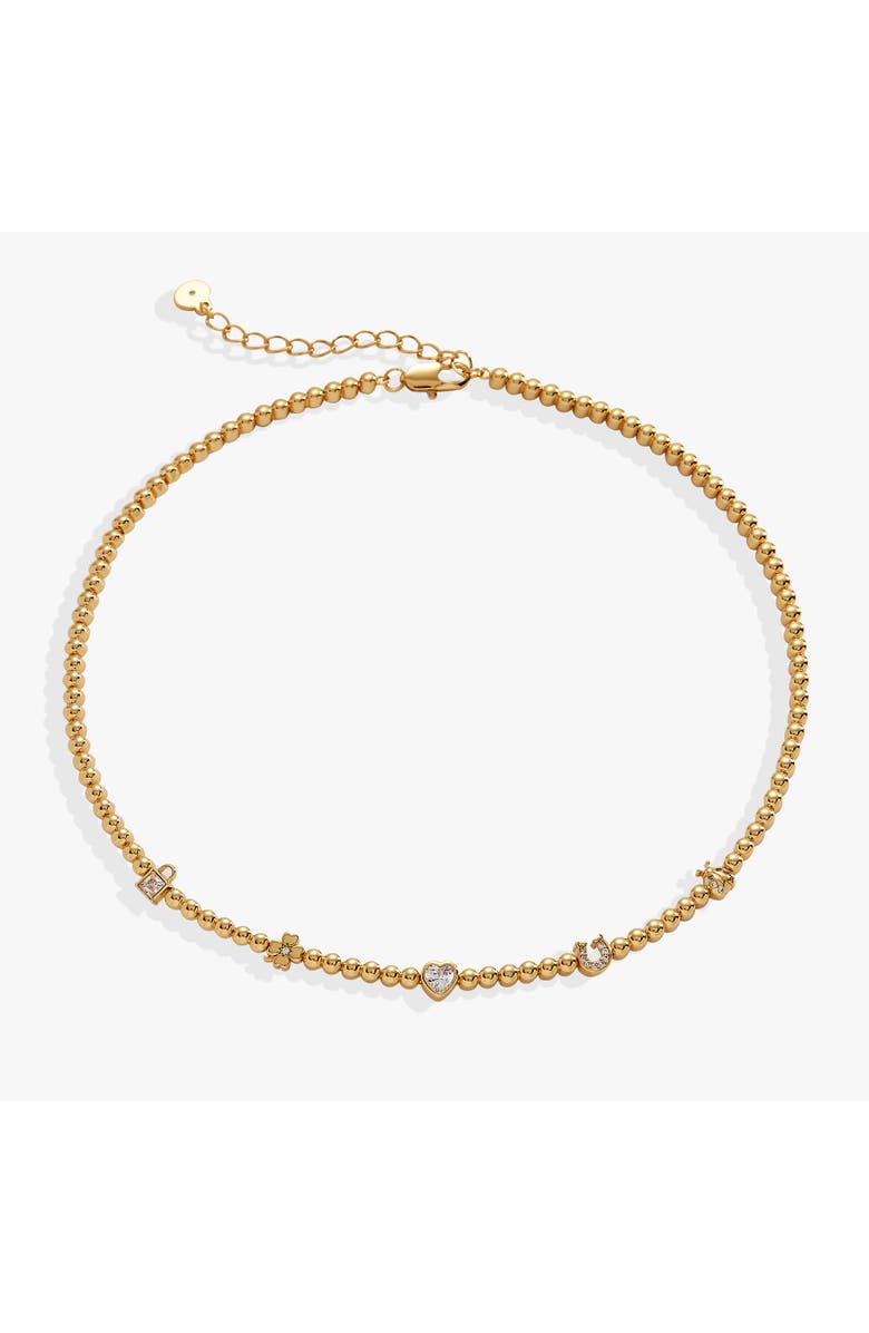 Alex and Ani Love Luck Metal Tennis Necklace, Main, color, Gold