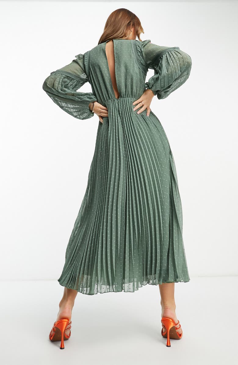 ASOS DESIGN Floral Embroidered Long Sleeve Chiffon Midi Dress, Alternate, color, 