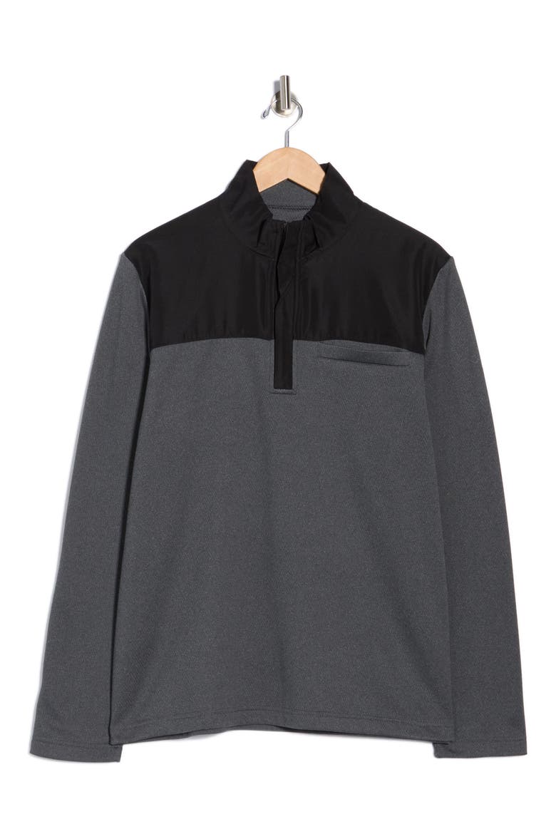 Fleece Half Zip Sweatshirt, Alternate, color, BLACK HEATHER