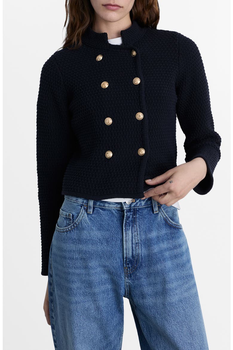 Double Breasted Knit Blazer, Main, color, NAVY