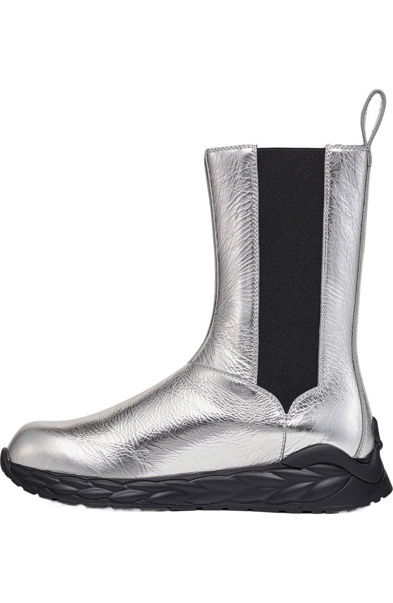 MCM Skywander Boots in Metallic Calf Leather, Alternate, color, Silver