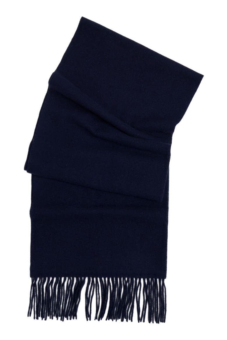Cashmere Fringed Scarf, Alternate, color, navy