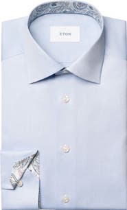 Eton Contemporary Fit Light Blue Cotton Twill Dress Shirt
