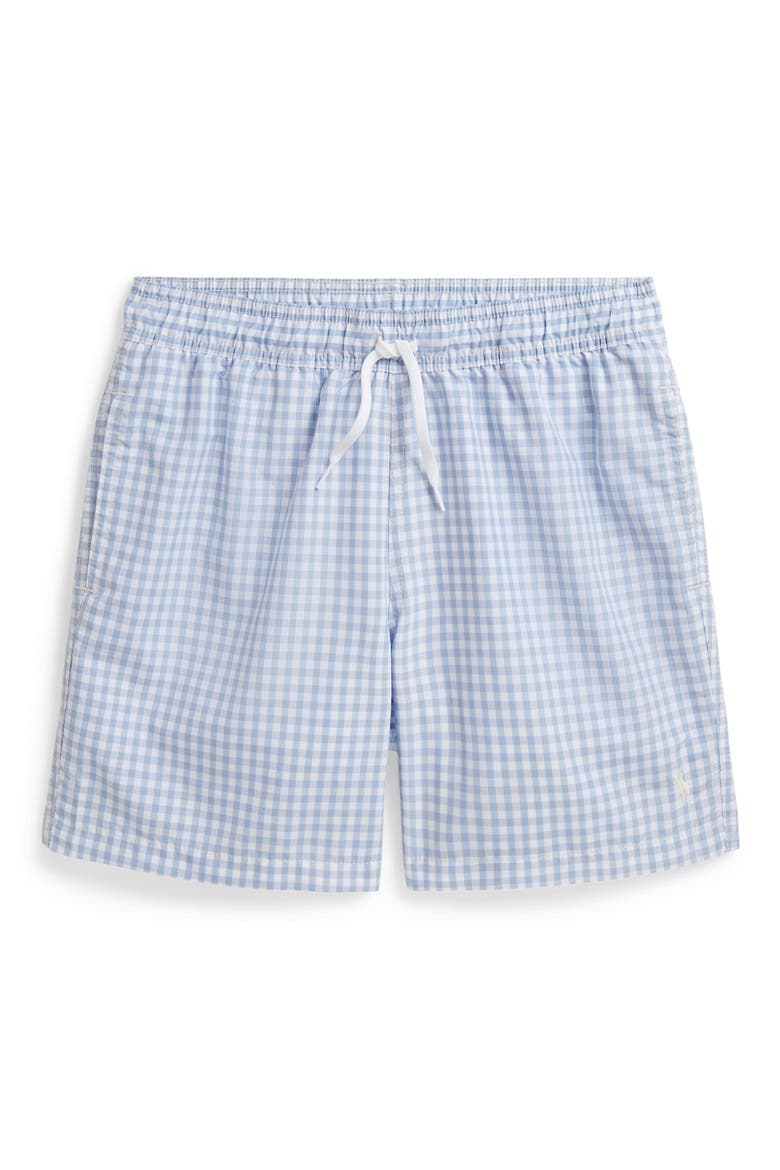 Kids' Traveler Gingham Check Swim Trunks, Main, color, ESTATE BLUE GINGHAM