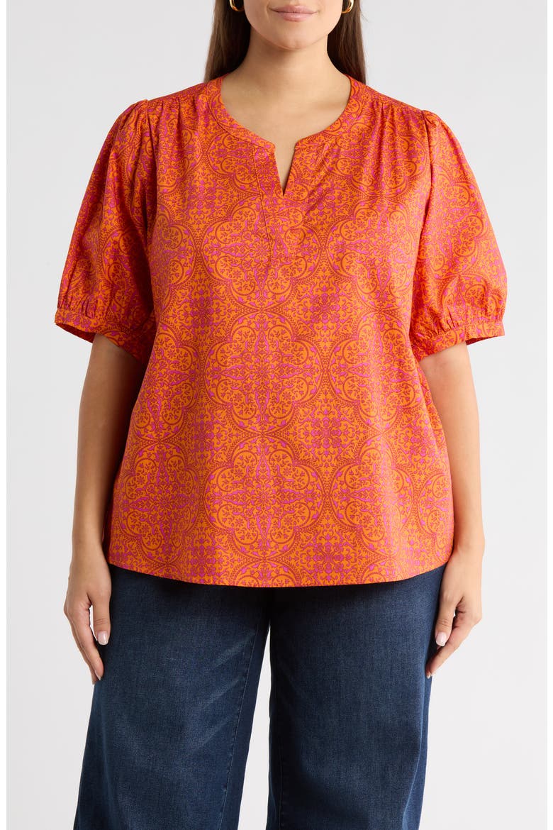 Debary Floral Print Top, Main, color, FLAME-ORANGE