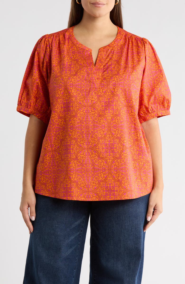 SUGARLIPS Debary Floral Print Top, Main, color, Flame-Orange