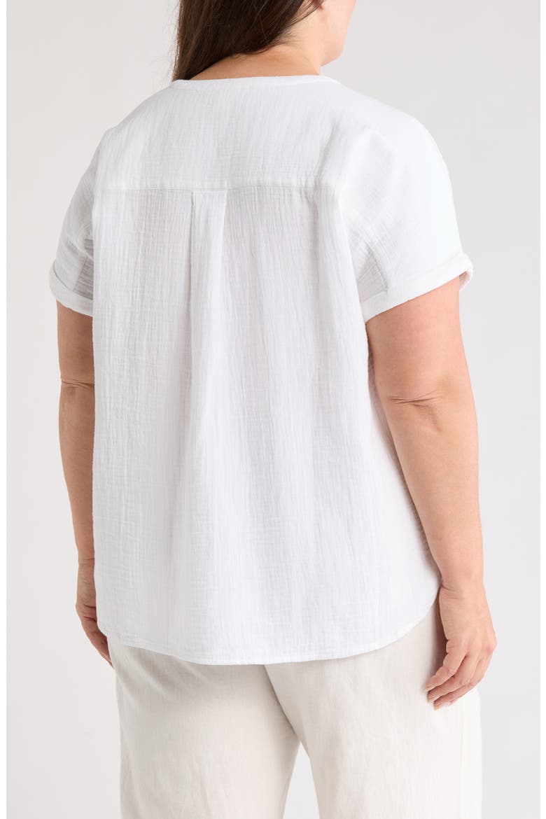 Cotton Gauze Popover Top, Alternate, color, WHITE