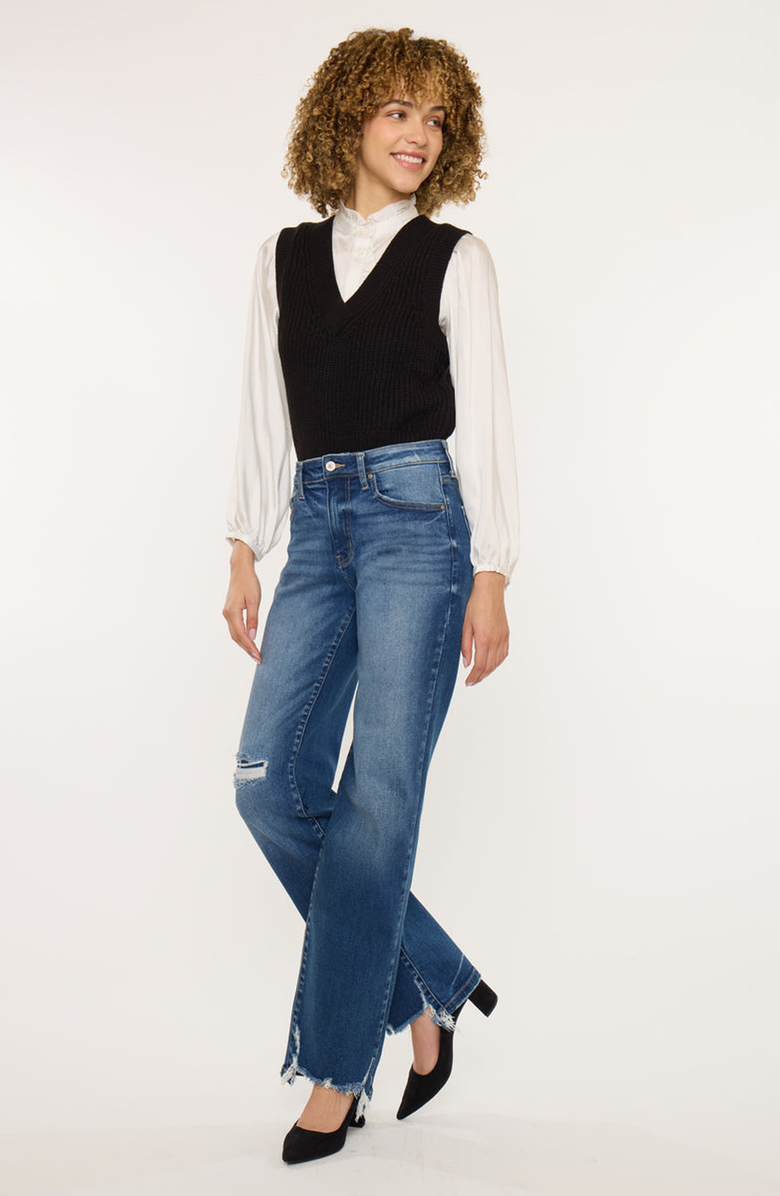 KanCan Dayna High Rise Slim Wide Leg Jeans, Alternate, color, Dark Wash