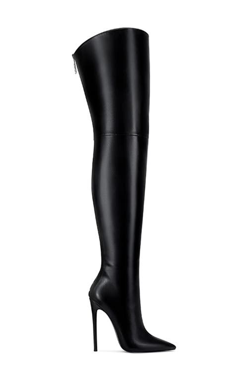 Femme La The Scorpio Pointed Toe Thigh High Boot In Black