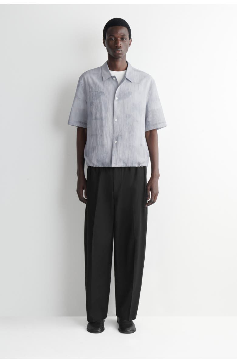 COS Textured Drawstring-hem Shirt, Alternate, color, Blue / Printed