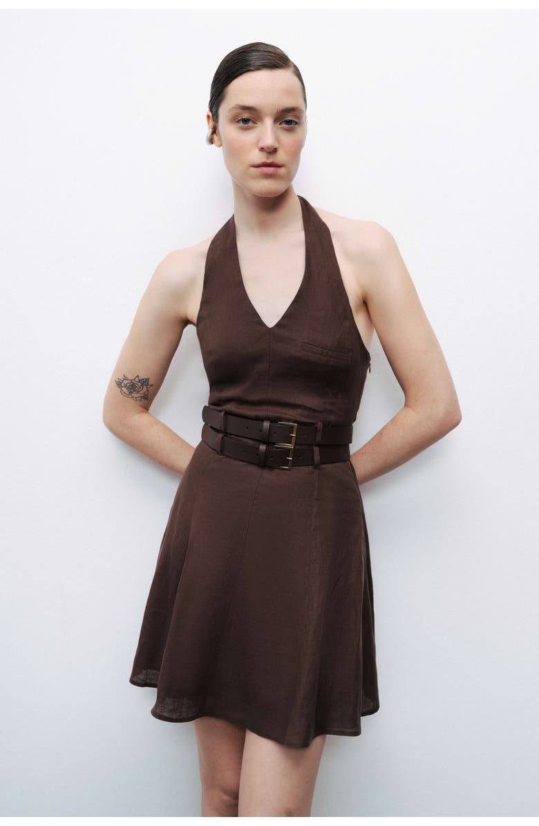 Nocturne Double Belt Detailed Mini Dress, Alternate, color,