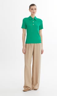 Gizia Green Snap-Closure Blouse