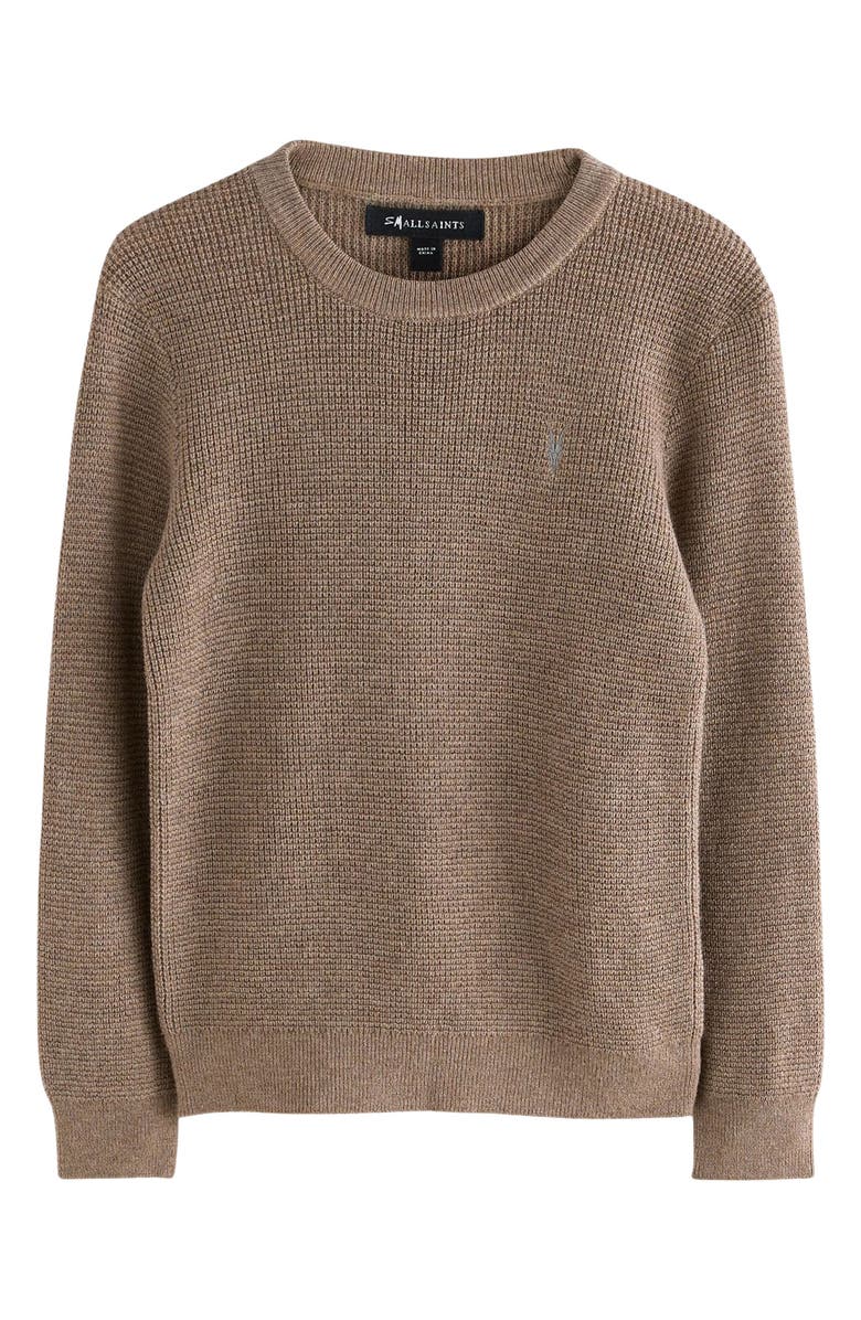 smALLSAINTS by ALLSAINTS Kids' Ramskull Embroidered Waffle Stitch Crewneck Sweater, Main, color, 