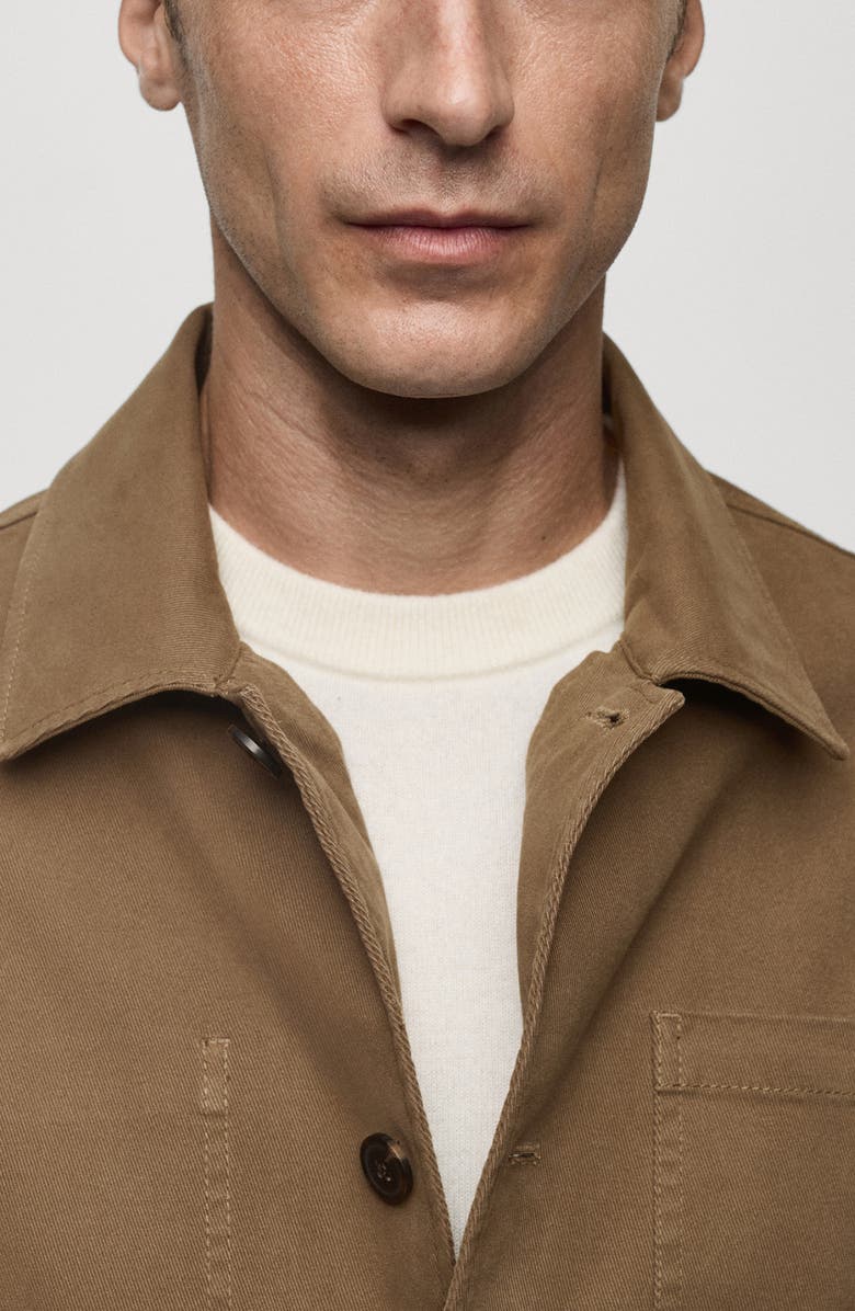 MANGO Cotton Blend Twill Overshirt, Alternate, color,