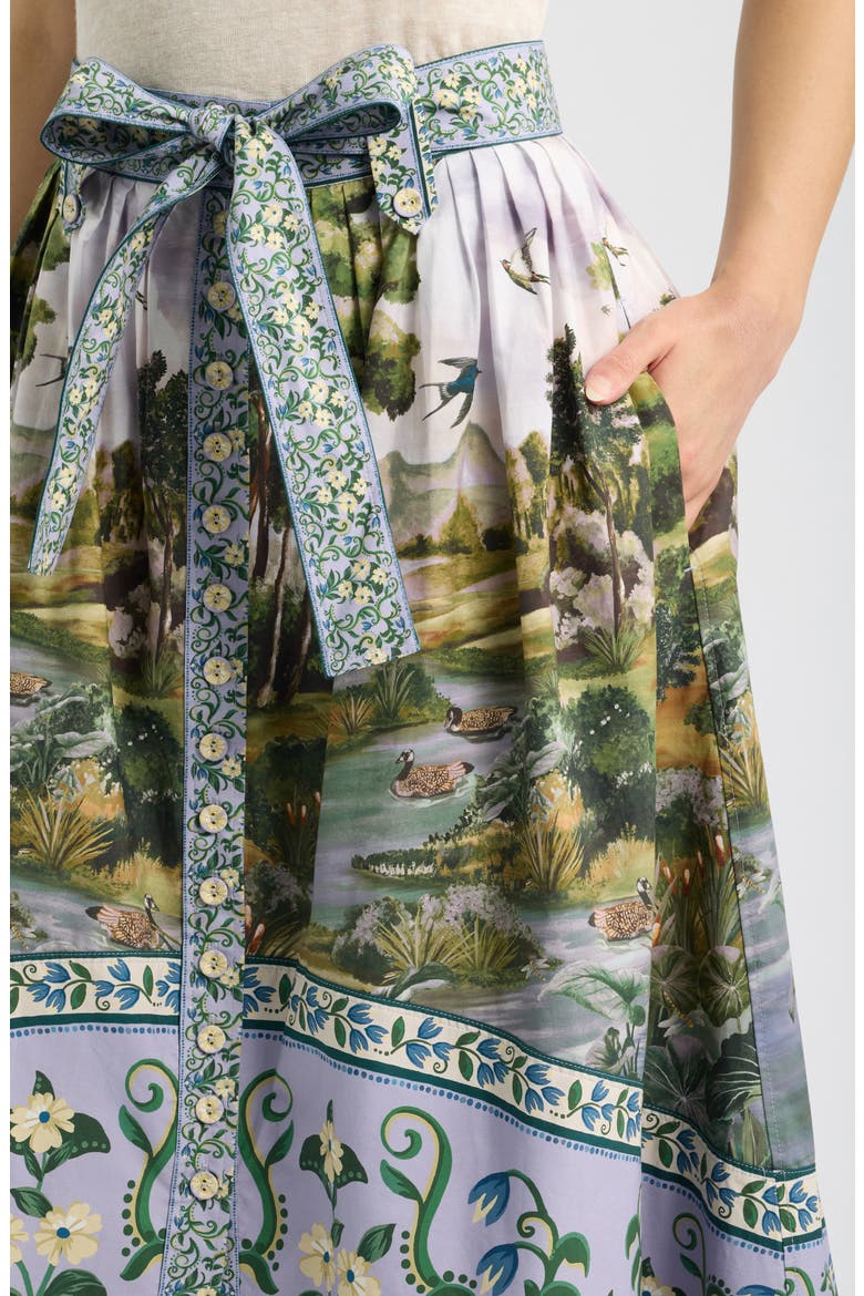 Countryside Landscape Midi Skirt, Alternate, color, GREEN