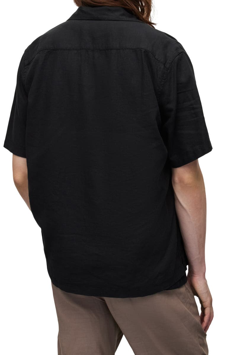 AllSaints Canal Short Sleeve Linen Blend Button-Up Camp Shirt, Alternate, color, 