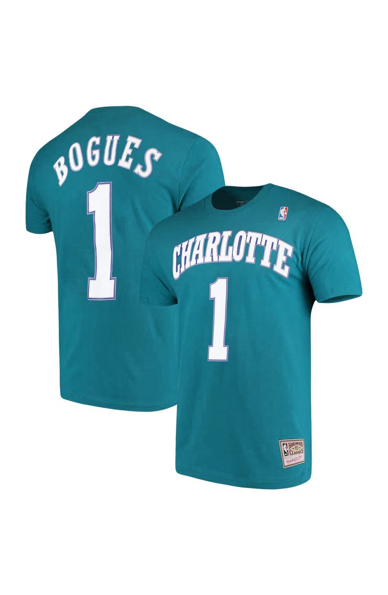 Mitchell & Ness Men's Mitchell & Ness Muggsy Bogues Teal Charlotte Hornets Hardwood Classics Name & Number Player T-Shirt, Alternate, color, 