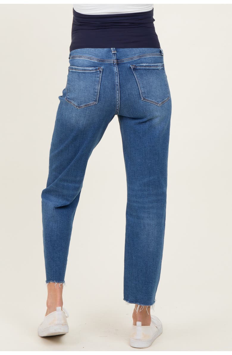 PinkBlush Frayed Hem Cropped Straight Leg Maternity Jeans, Alternate, color, Blue