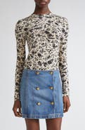Ulla Johnson Neri Floral Center Ruched Knit Top
