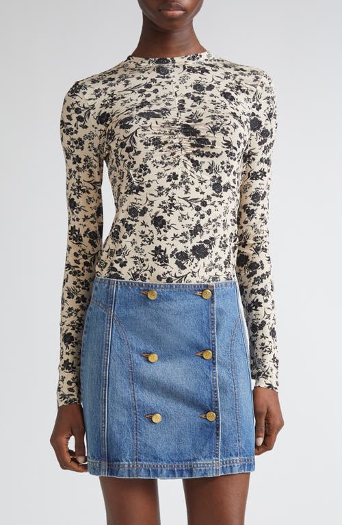 Ulla Johnson Neri Floral Center Ruched Knit Top In Multi