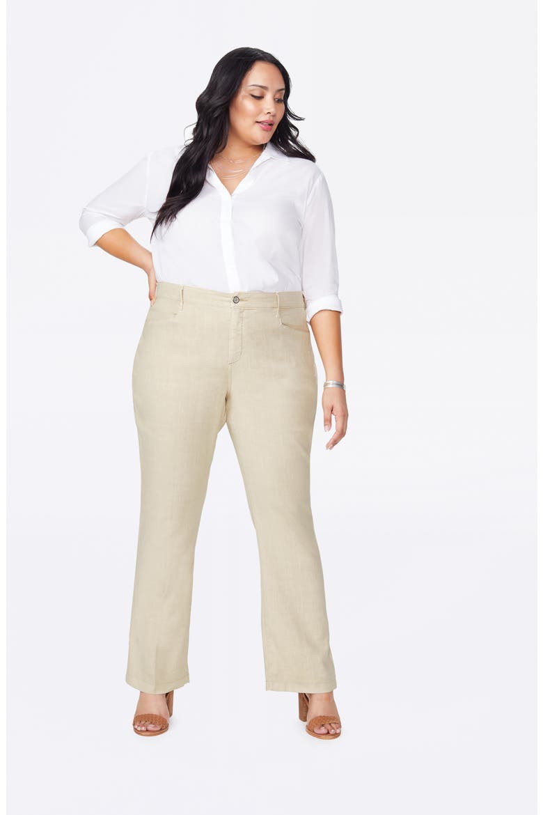 Stretch Linen Blend Trousers, Alternate, color, STRAW