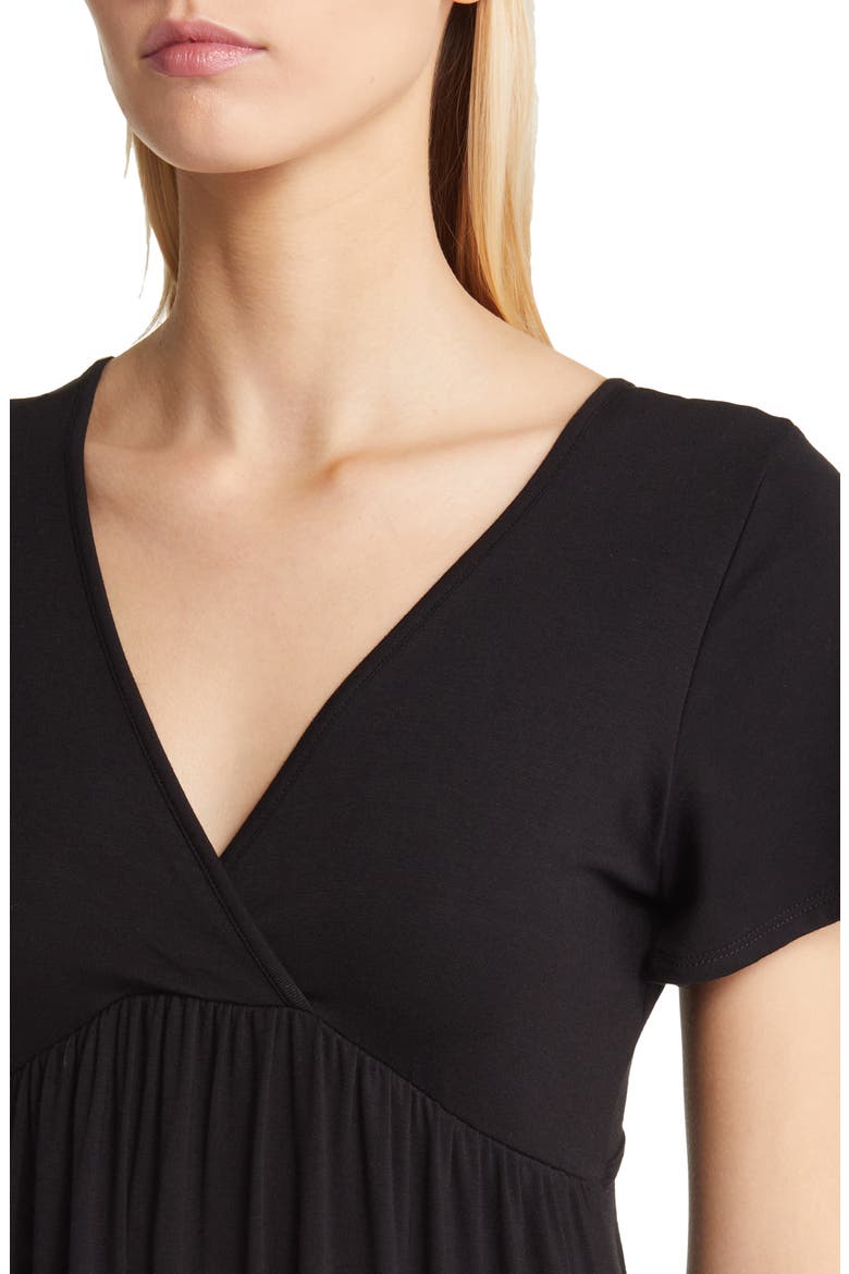 Tie Back Surplice V-Neck Knit Minidress, Alternate, color, BLACK