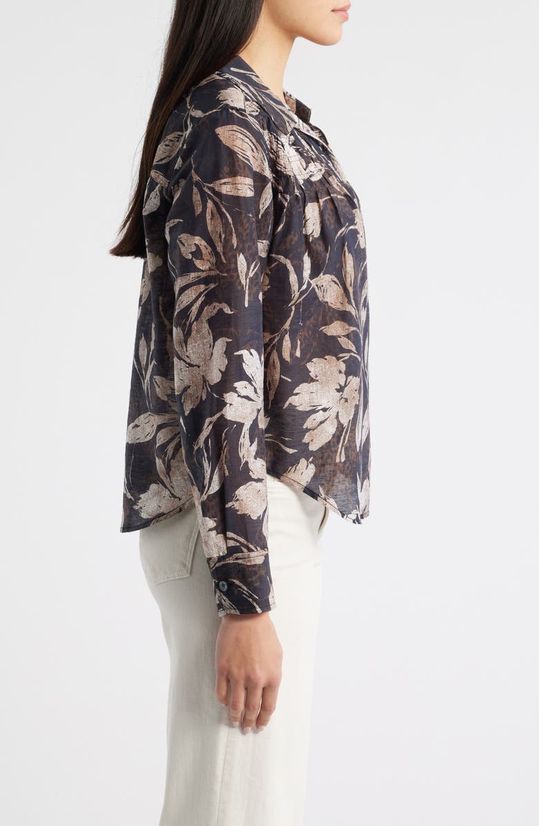 Tommy Bahama Bloom Beauty Split Neck Top, Alternate, color, Black