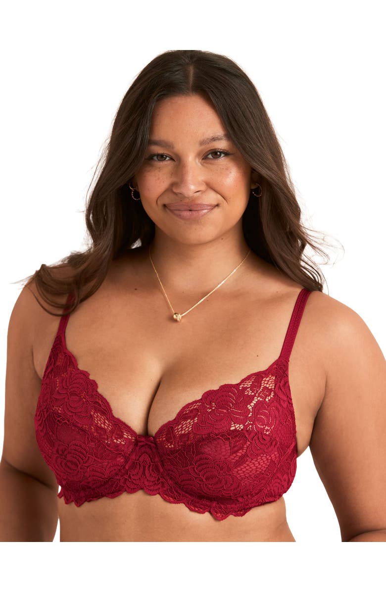 Adore Me London Unlined Full Coverage Bra, Alternate, color, Dark Red