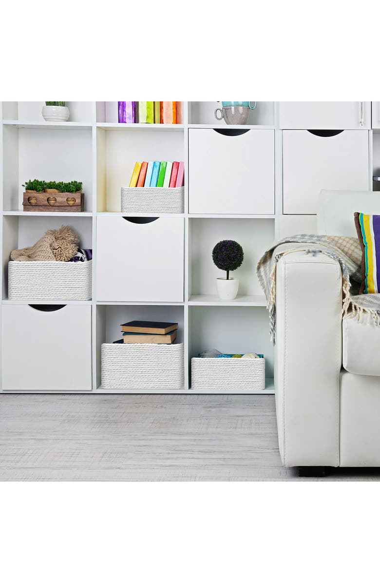 SORBUS Set of 4 Woven Rope Baskets, Alternate, color, White