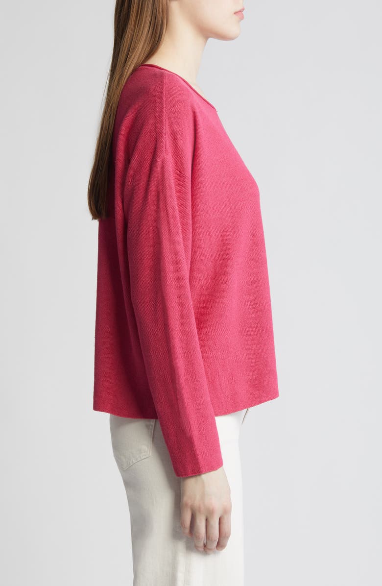 Eileen Fisher Jewel Neck Linen & Cotton Knit Top, Alternate, color, Geranium
