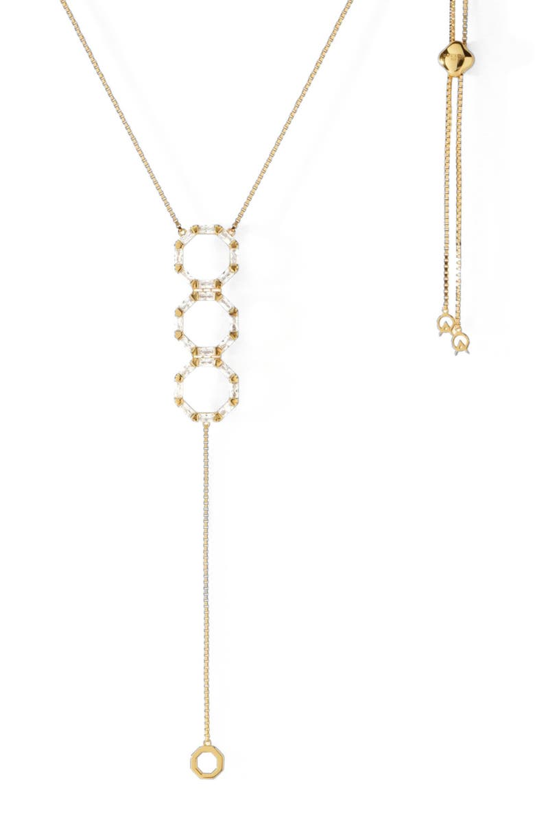 Ora Ana The Stella Lariat Necklace, Main, color, Gold/White  Cz