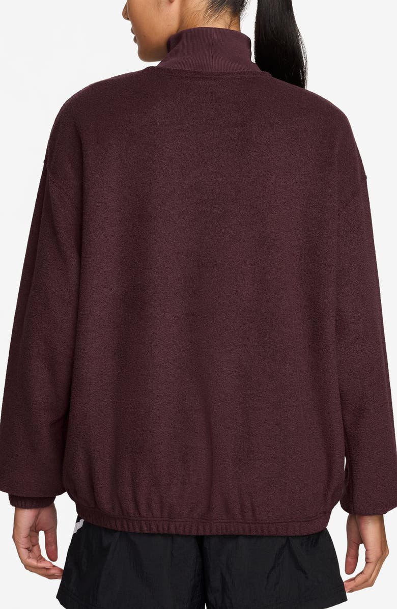 Nike Phoenix Plush Cozy Oversized Mock Neck Sweatshirt, Alternate, color, Burgundy Crush/ Sail