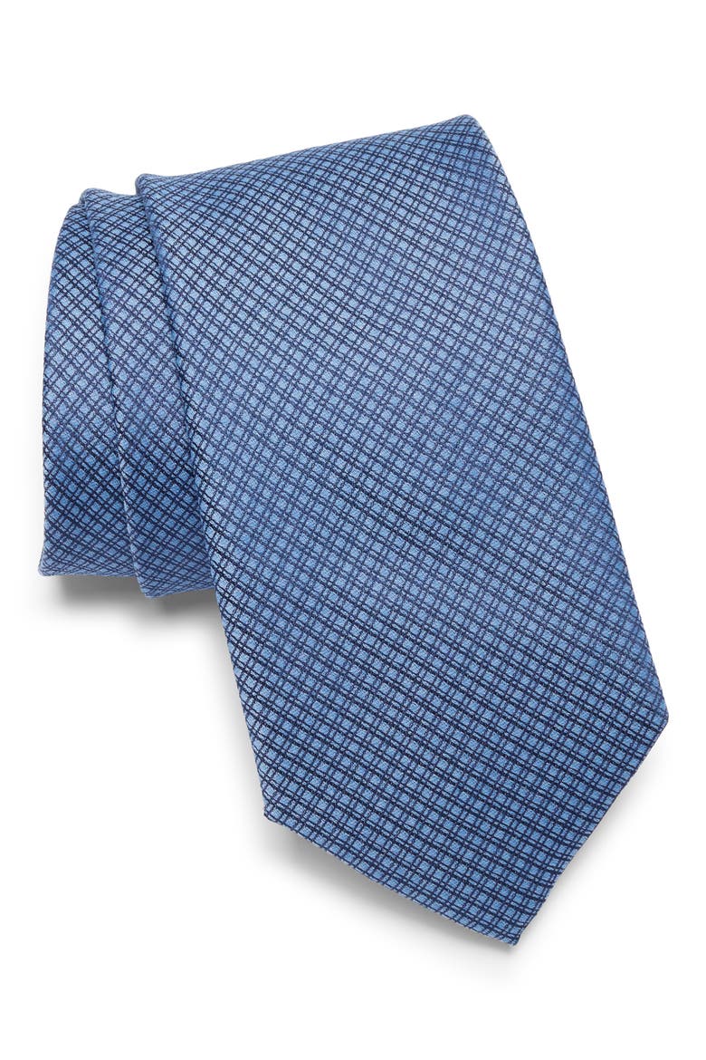Orson Grid Print Tie, Main, color, INDIGO