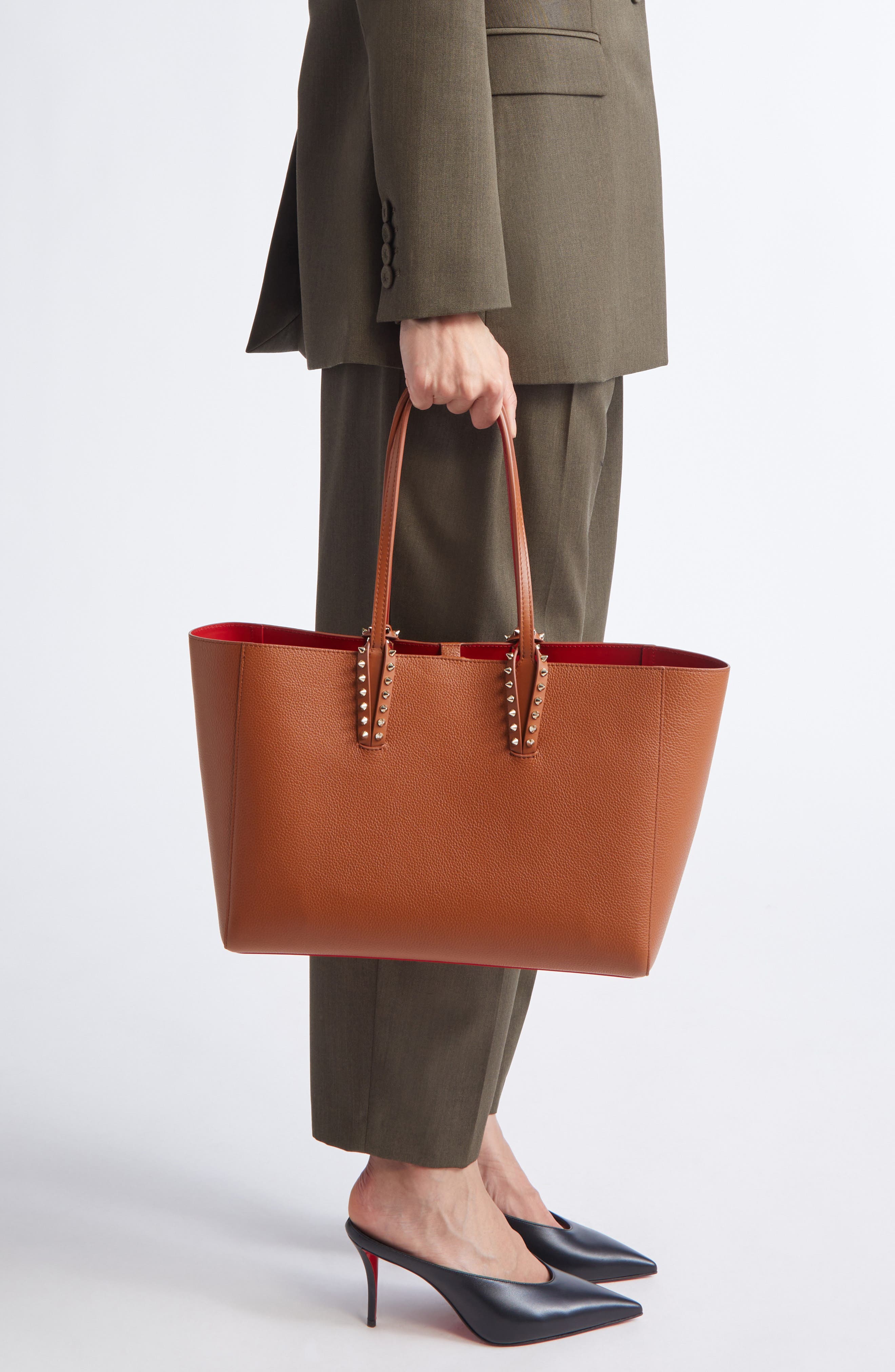Christian Louboutin Small Cabata Soft Leather Tote, Alternate, color, Cm6t Cuoio/Gold