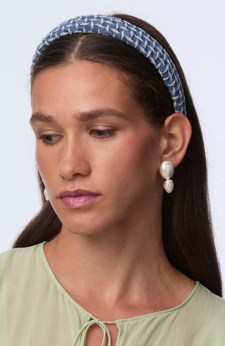 Lele Sadoughi Lattice Denim Headband, Alternate, color, Cadet Blue