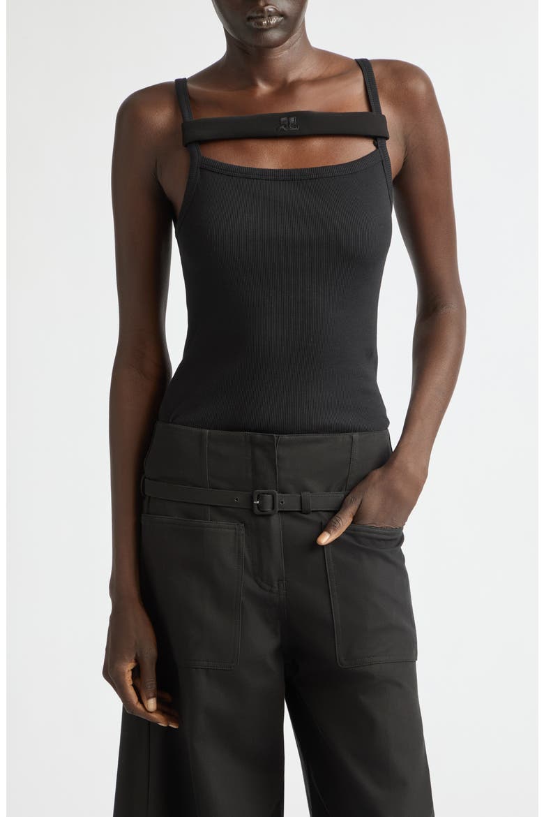 '90s Rib Strap Tank, Main, color, BLACK