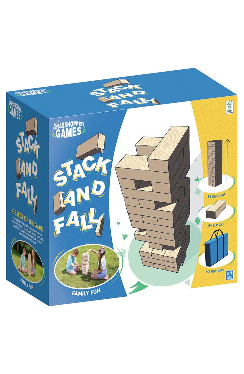 Grasshopper Games Giant Stack N Fall Wood Block Game Bag Family, Alternate, color, Multicolored
