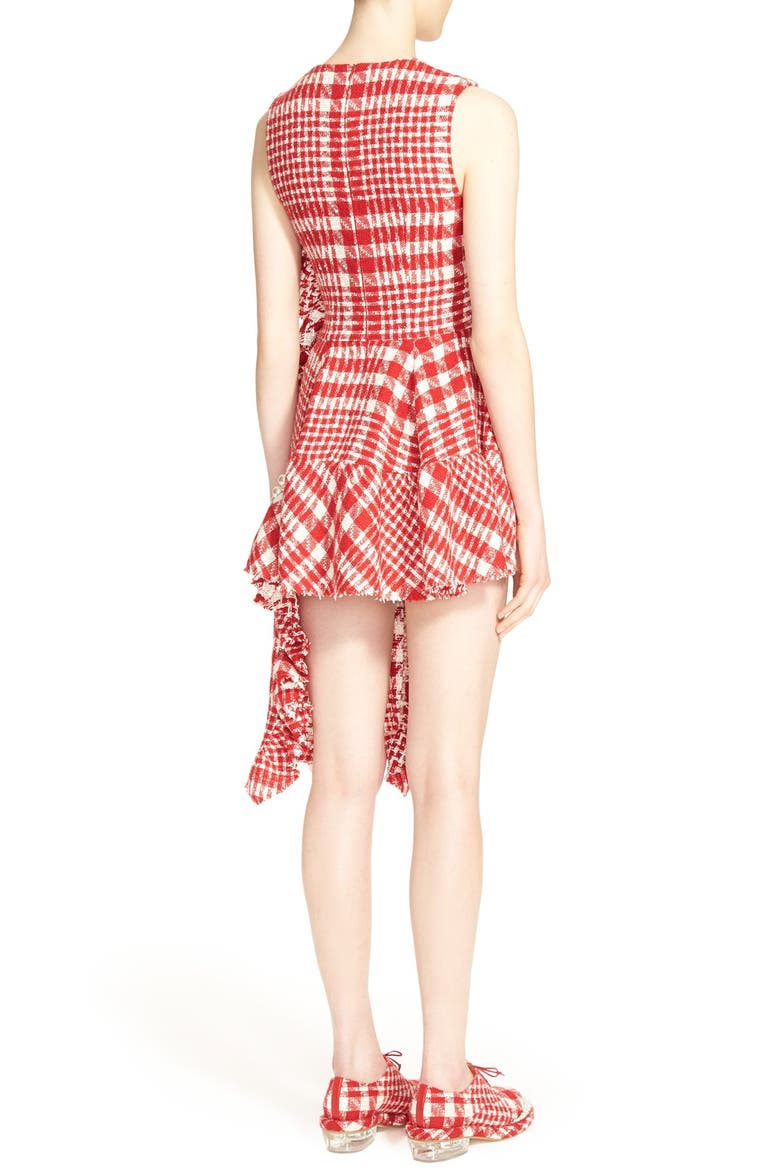 Plaid Tweed Drop Hem Dress, Alternate, color, RED