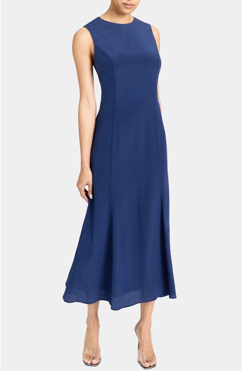 Santorelli ROSALIA Sleeveless Midi Dress in Silk Crepe de Chine, Main, color,