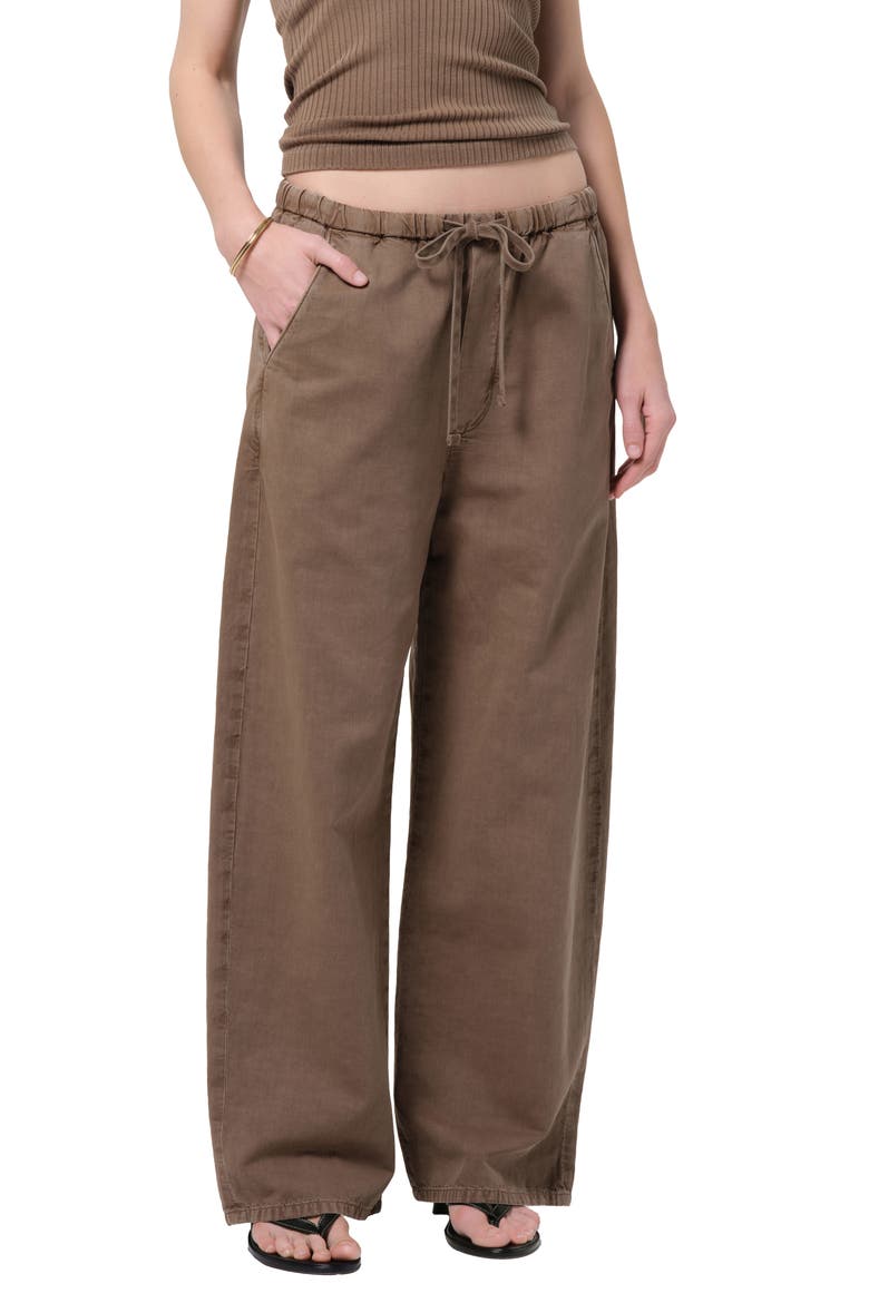 Aurora Pull-On Cotton & Hemp Pants, Alternate, color, COCOA MD BRWN
