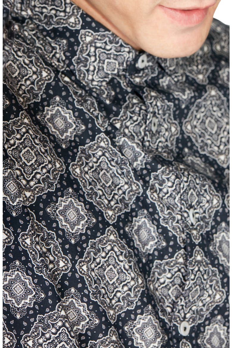 On Point Slim Fit Button-Up Shirt, Alternate, color, BLACK MEDALLION PAISLEY