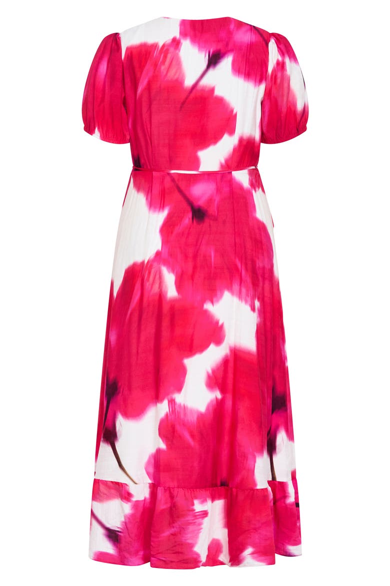 Bea Floral Print Wrap Midi Dress, Alternate, color, RASPBERRY BLOOM