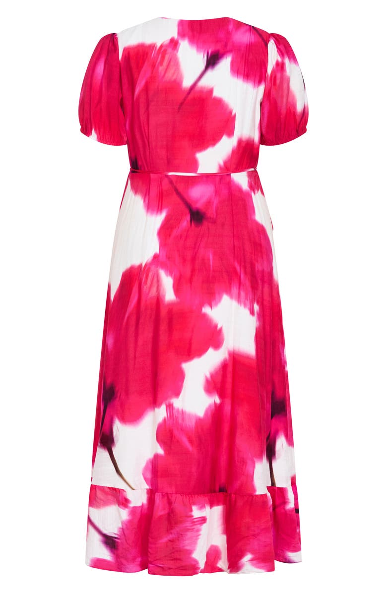 City Chic Bea Floral Print Wrap Midi Dress, Alternate, color, 