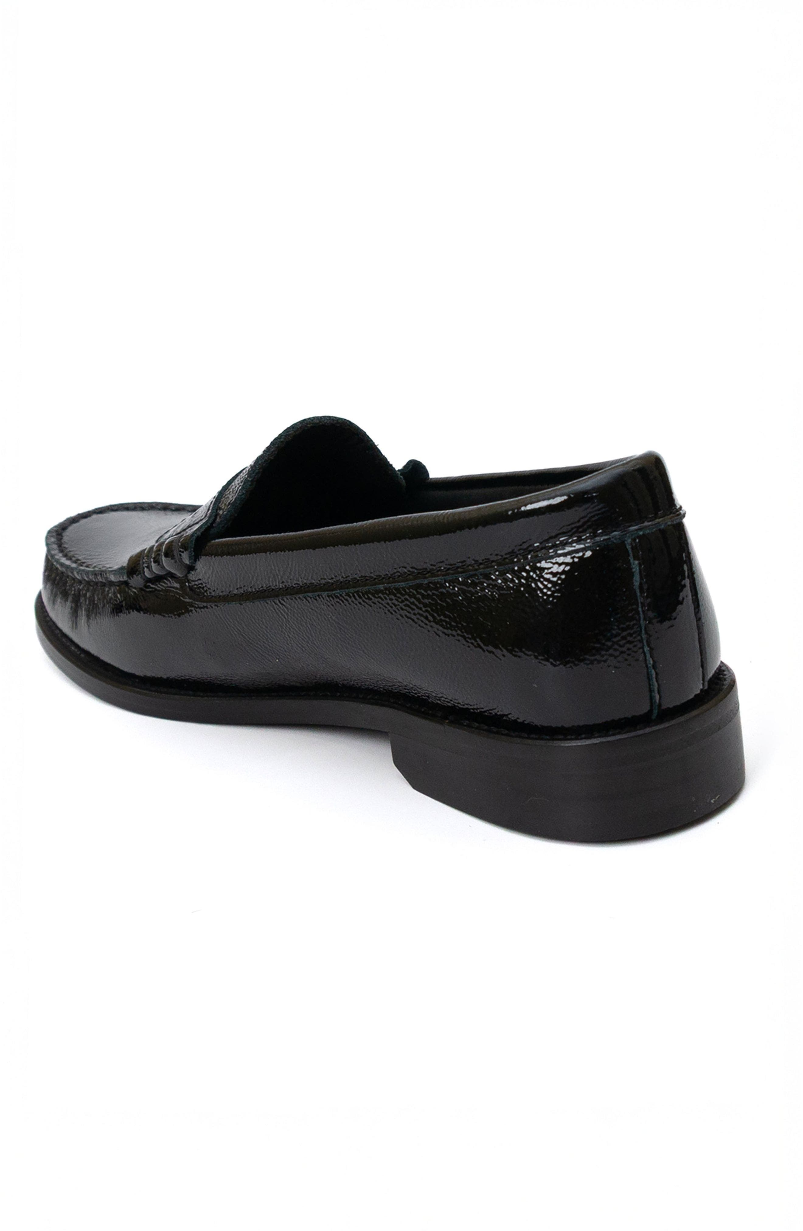 Menina Step Mila Leather Penny Loafer, Alternate, color, Black Crinkled