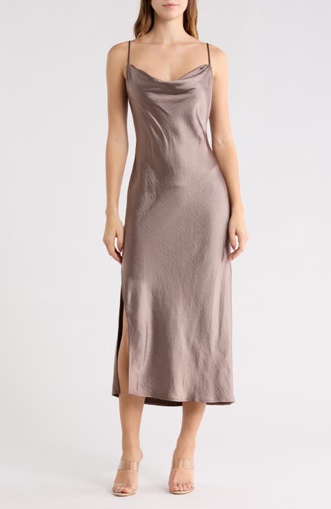 Cowl Neck Satin Slipdress