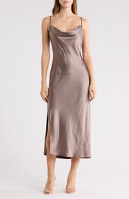 Open Edit Cowl Neck Satin Slipdress