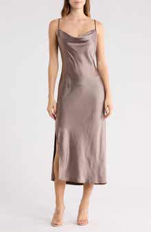 Open Edit Cowl Neck Satin Slipdress