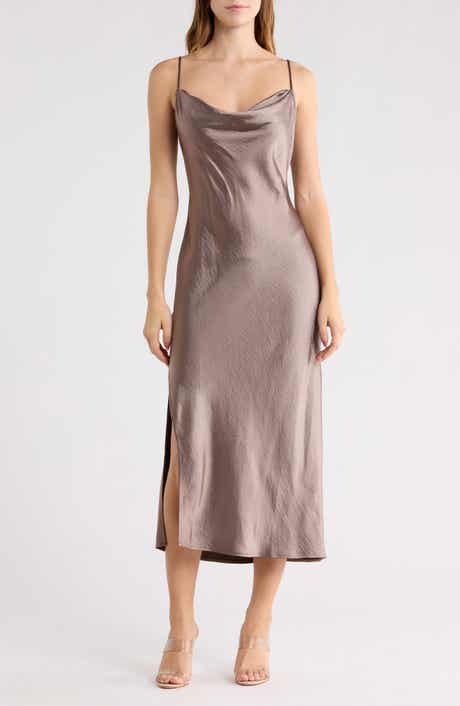 Open Edit Cowl Neck Satin Slipdress